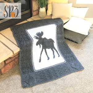 Wandering Moose Blanket Crochet Pattern: Textured Cabin Afghan (PDF Pattern), Cabin Decor, Mountain Home Retreat Decor, Cable Crochet