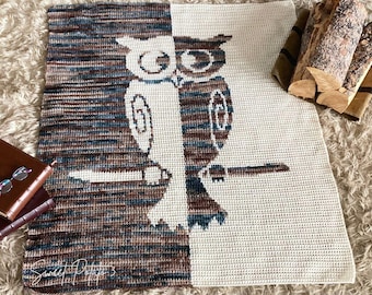 It's Owl Good Häkeldecke Muster: Waldüberwurf, Split-Design (PDF-Muster), weise Eule, Tierdecke