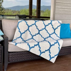 Arabesque Geometric Crochet Blanket Pattern - trending tile, home decor, afghan, shape, graph, chart