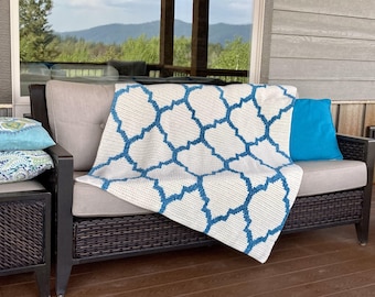 Arabesque Geometric Crochet Blanket Pattern - trending tile, home decor, afghan, shape, graph, chart