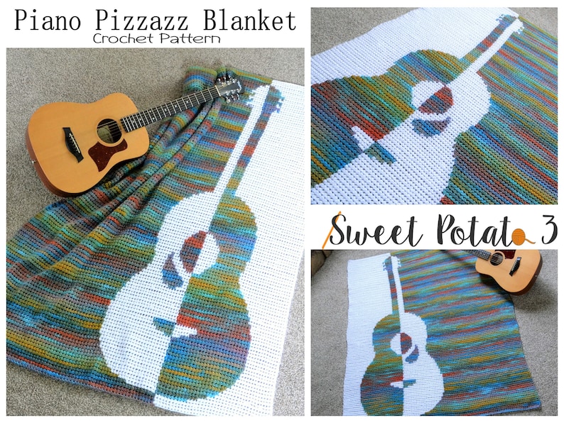 Grandioso Guitar Blanket Crochet Pattern, Music Lover Gift, String Instrument Blanket, Music to my soul crochet, modern blanket image 7