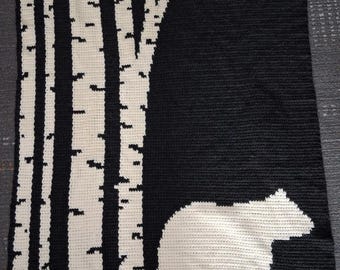 Bear Among the Aspens Crochet Blanket Pattern, Woodland Animal Blanket, Nature-Inspired Crochet Pattern, Throw Blanket, Rustic Decor, Birch