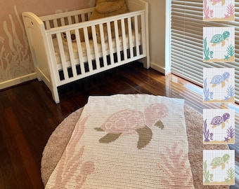 Sea Turtle Crochet Blanket Pattern: Ocean Nursery Decor (PDF Download)