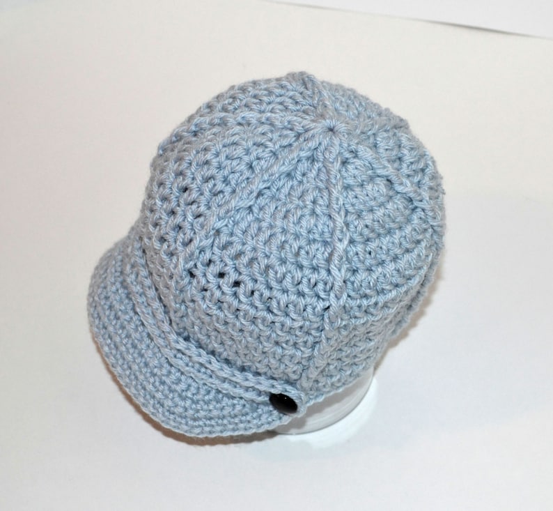 Brimmed Ball Cap With Ridges Crochet Hat Pattern Button Etsy