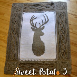 Deerly Beloved Blanket Crochet Pattern, deer decor, cabin afghan, blanket for men, blanket for hunter, mountain cabin decor, wildlife image 2