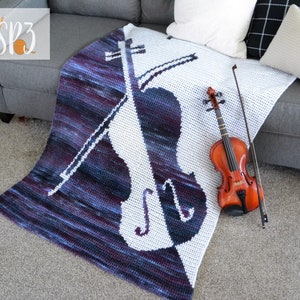 Vibrato Violin Blanket - Crochet Pattern, violinist gift, crochet throw blanket, concert, band, decorative throw, afghan, music to my soul