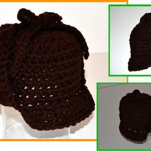 Sherlock Holmes Detective Hat Crochet Pattern, halloweeen costume, spy beanie, baby crochet, easy costume, quick crochet project image 4