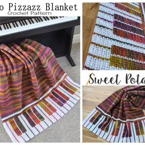 Piano Pizzazz Blanket Crochet Pattern, music lover, piano player gift idea, piano keys, crochet throw blanekt, concert, music teacher gift image 8