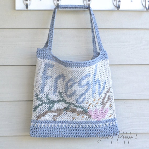 Fresh Market Tote Pattern - Bulky Yarn - Intermediate - Written Pattern PDF, Fresh Market Bag Crochet Pattern, Tote, Shoulder Bag, Sack