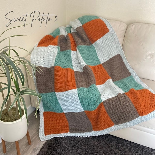 Stitch Sampler Crochet Blanket Pattern: Textured Squares (PDF Pattern)