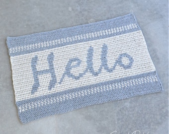 Hello Welcome Mat - Entryway Rug, Crochet Pattern, Home Decor, Graph Crochet Project, Housewarming