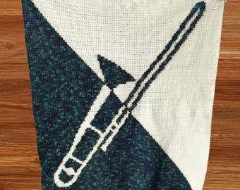 Trombone Crochet Blanket Pattern, Trombone Blanket, Music Crochet Pattern, Band Blanket, Trombone Player Gift, Musician Gift