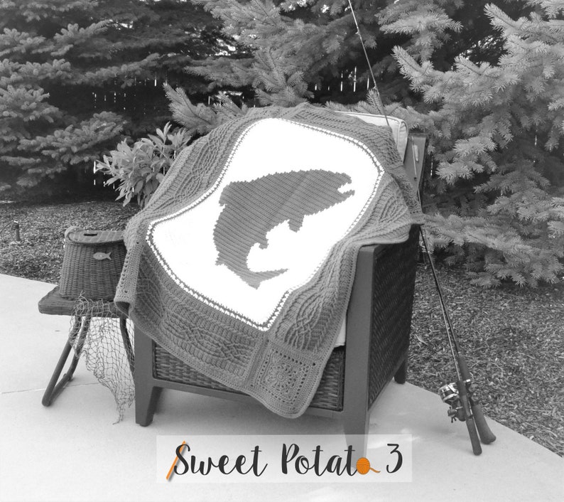 Fish on Blanket Crochet Pattern Afghan Decorative Throw Etsy