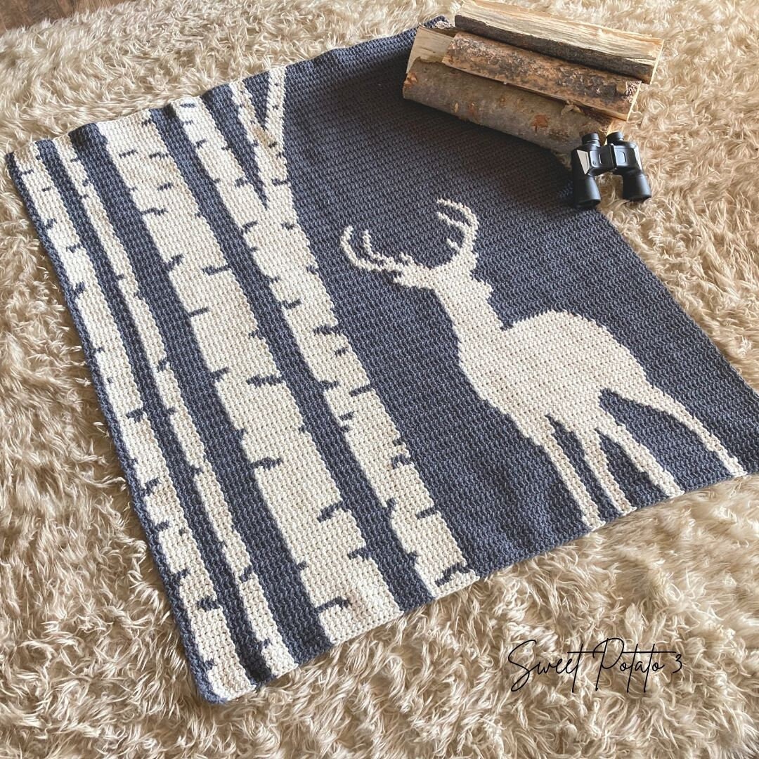 Among the Aspens Deer Crochet Blanket Pattern, Throw Blanket, Graph