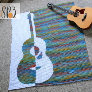 Grandioso Guitar Blanket Crochet Pattern, Music Lover Gift, String Instrument Blanket, Music to my soul crochet, modern blanket image 2