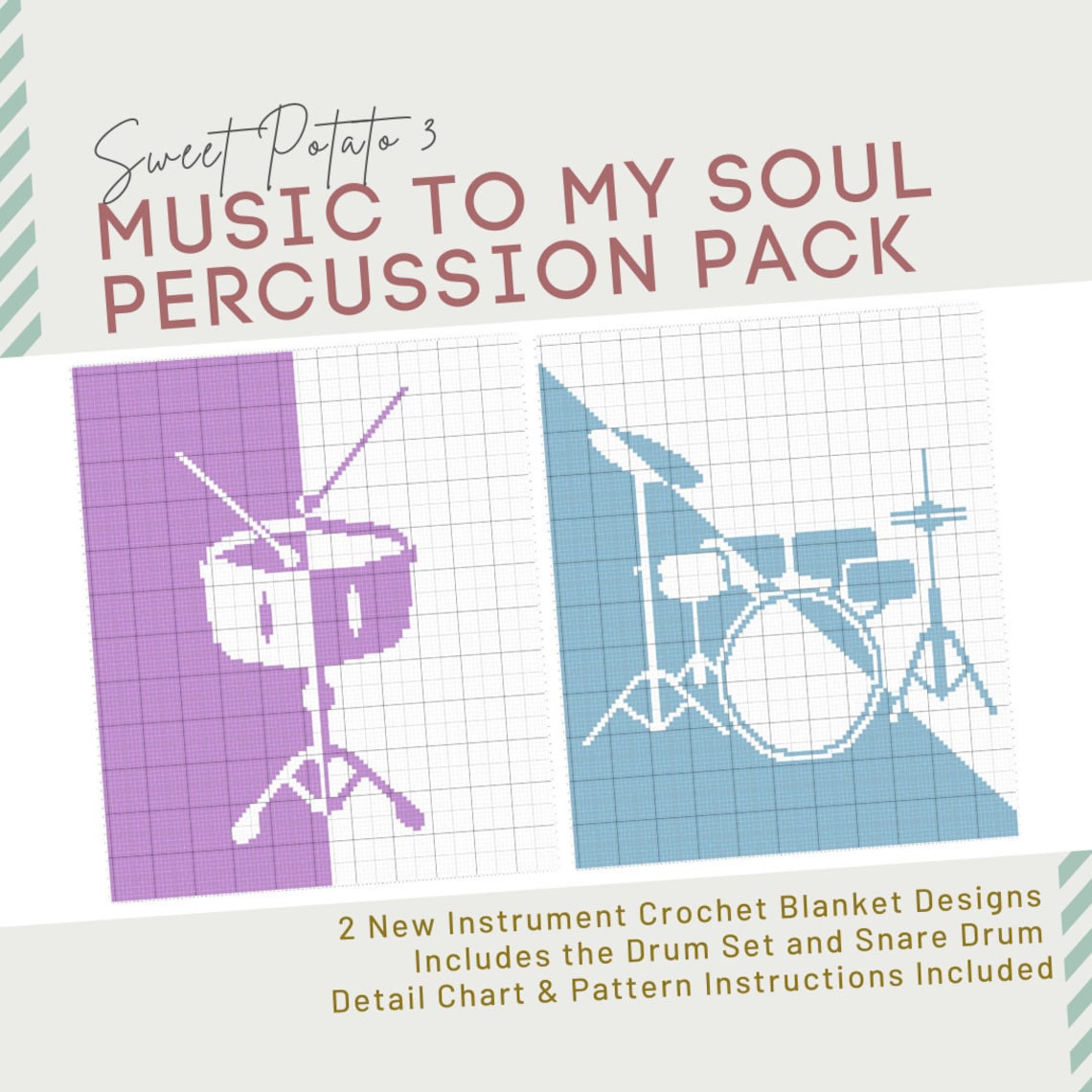 Crocheted Instruments Music Percussion Instrument - Crochet Blanket Pattern - Music to My Soul Pack ...