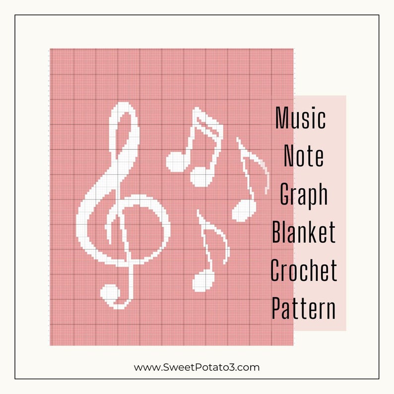 Music Note Crochet Blanket Pattern, throw blanket, graph crochet, gift for music lover, musician gift, modern blanket, singer gift, treble image 6