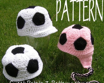 Soccer Beanie - Crochet Pattern, sport hat, soccer goalie, soccer crochet, ear flaps, hat with brim, baby, toddler, kids, boys girls