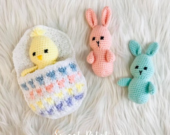 Easter Egg Pocket with Bunny or Chick - Crochet Pattern