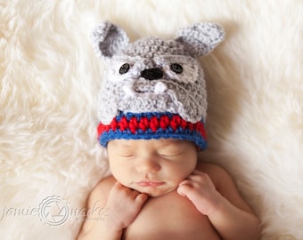 Bulldog Hat Crochet Pattern, dog hat, animal lover crochet hat, dog lovers hat, hat for kids, hat for adults, mascot hat crochet pattern,