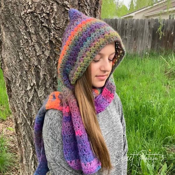Wrap Me Tender Hooded Scarf - Crochet Pattern, crochet scarf, gift idea for teens, tweens, womens winter accessory, warm winter fashion