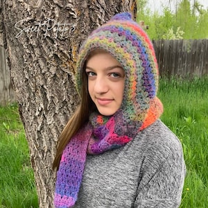 Wrap Me Tender Hooded Scarf Crochet Pattern, crochet scarf, gift idea for teens, tweens, womens winter accessory, warm winter fashion image 4