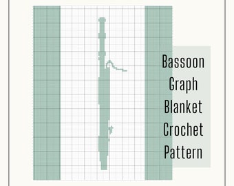 Bassoon Crochet Blanket Pattern, throw blanket, graph crochet, gift for music lover, musician gift, modern blanket, band, orchestra