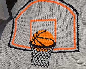 Basketball Decke Häkelmuster, nichts als Netz, Sportdecke, Athleten Geschenk, Trainer Geschenk, Spielerin, Mädchen und Jungen