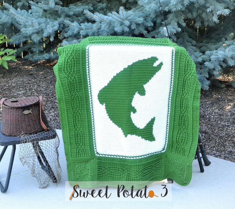 Fish On Blanket Crochet Pattern Afghan Etsy