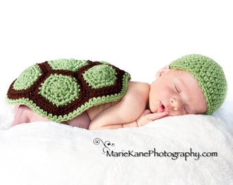 Crochet Turtle Hat & Shell Pattern: Newborn Photo Prop (PDF Pattern)