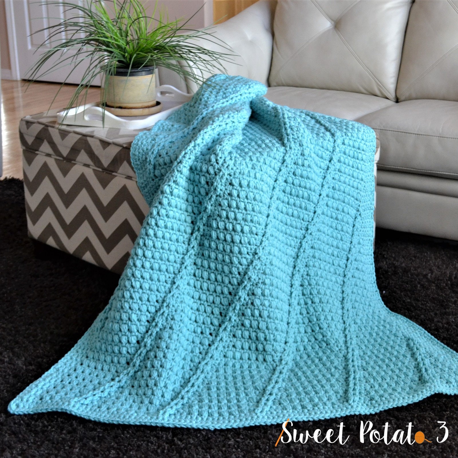 Tranquility Blanket Crochet Pattern: Bulky Diagonal Cables (PDF Pattern ...
