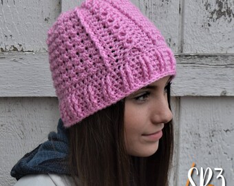 Slalom Slope Beanie - Crochet Pattern, hat pattern, cables, easy cable crochet, classic hat pattern, textured design, hat for teens, tweens