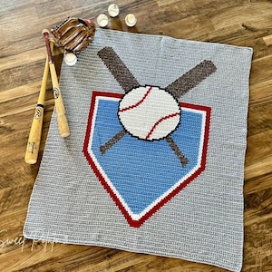 Patrón de manta de béisbol a crochet: Manta de sóftbol, regalo para fanáticos del deporte, manta deportiva que cambia de color (patrón PDF)