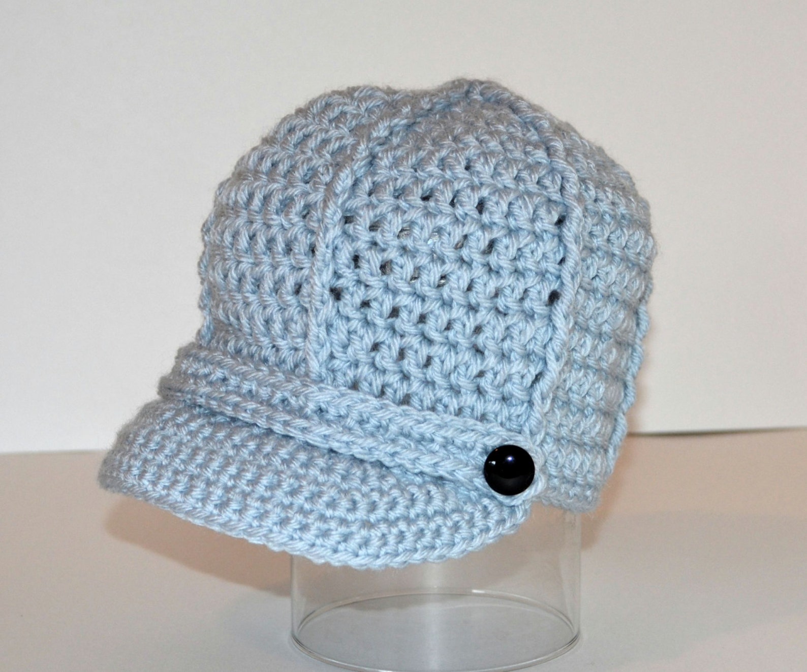 Brimmed Ball Cap With Ridges Crochet Hat Pattern Button Etsy