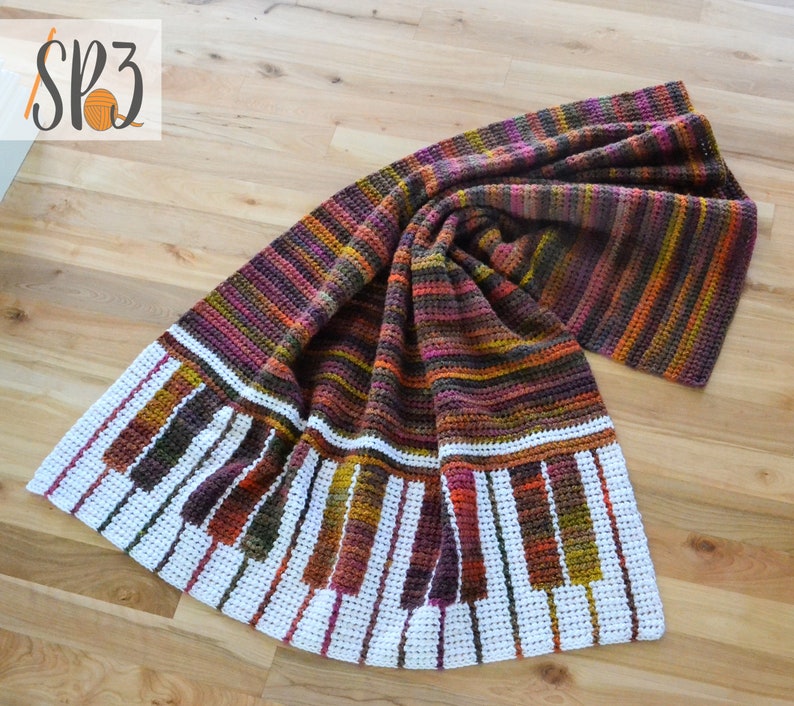 Piano Pizzazz Blanket Crochet Pattern, music lover, piano player gift idea, piano keys, crochet throw blanekt, concert, music teacher gift image 4