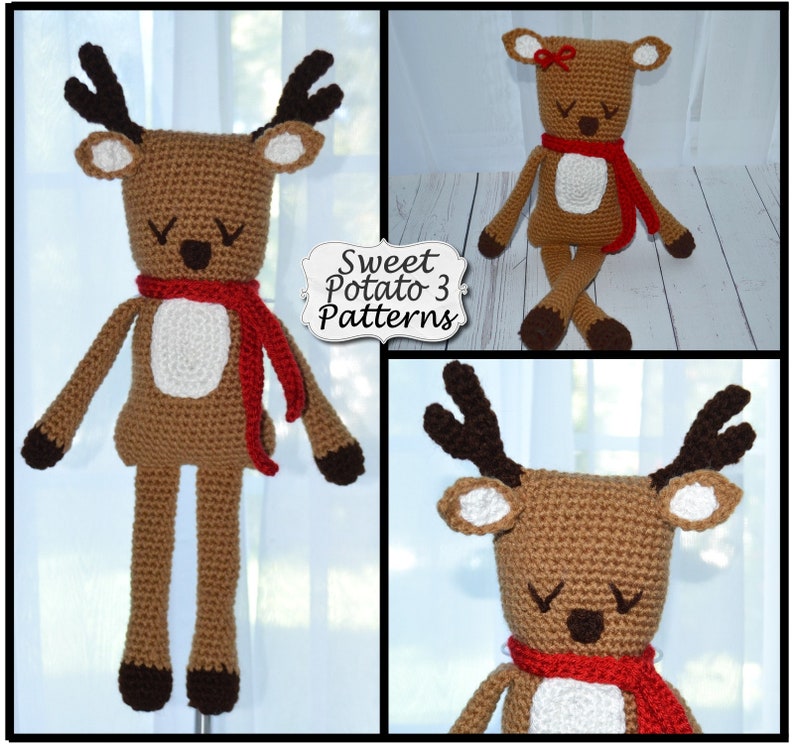 Rudy & Ruby the Reindeer Crochet Pattern for Stuffed Animal, Christmas Ami, Amigurumi pattern, rudolph reindeer, holiday crochet toy image 4