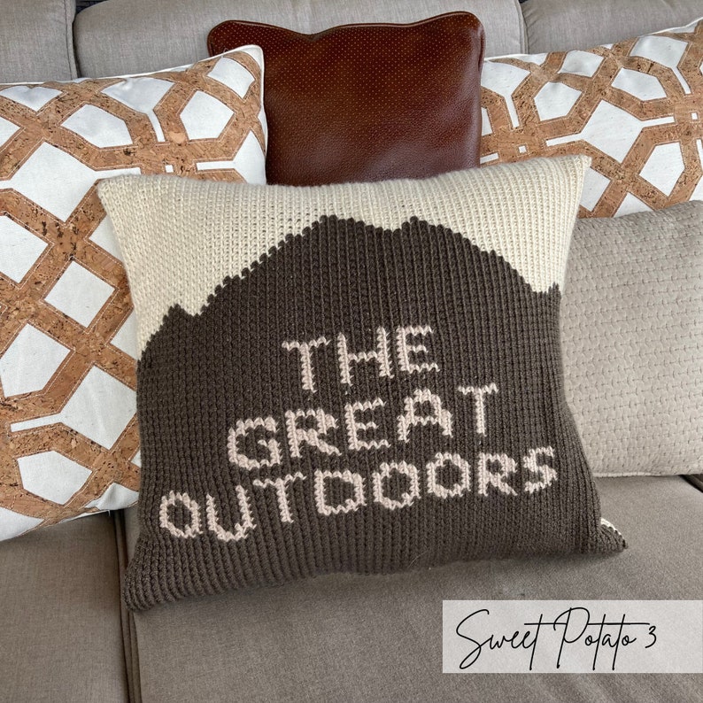 Crochet Pillow Covers Bear, Mountain, The Great Outdoors, crochet pattern, Man Cave decor, Nursery, Outdoor Lover Gift, image 3