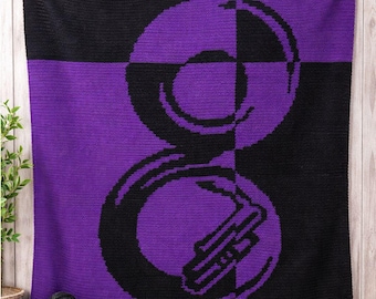 Sousaphone Häkeldecke Muster - Musik Deckenmuster, Graph, Instrument Afghan, Colorwork Häkelanleitung, Band Geschenkidee