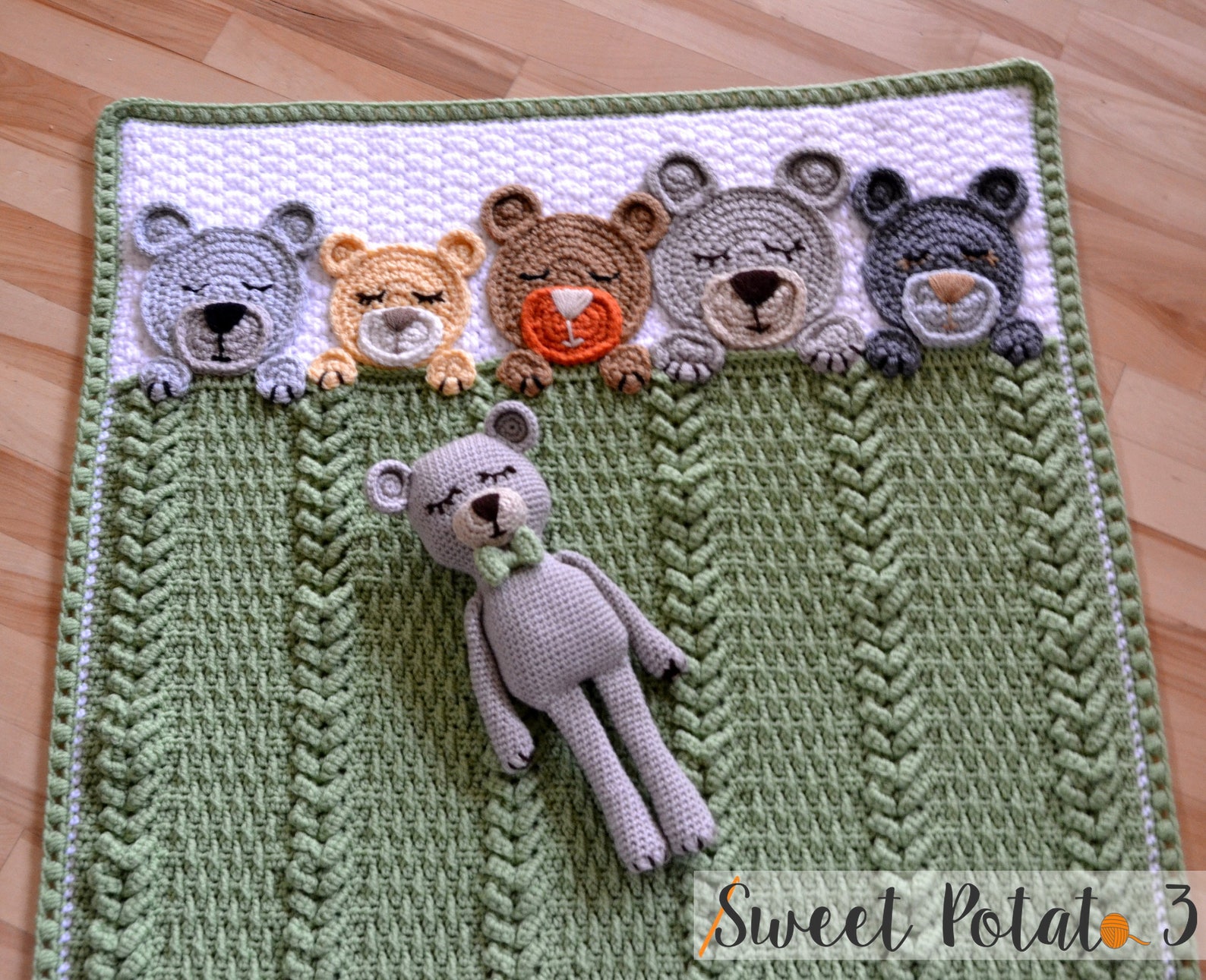 Sleep Tight Teddy Bear Set Crochet Pattern Baby Blanket Etsy