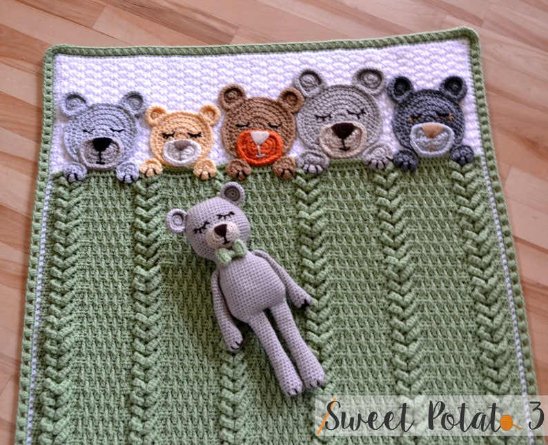 Sleep Tight Teddy Bear Set Baby Blanket Lovey & Stuffed Etsy