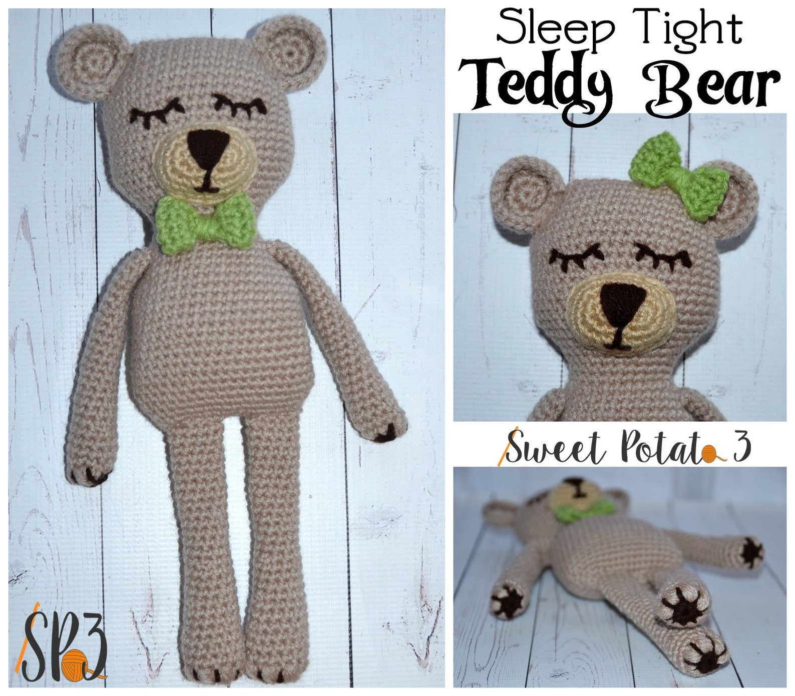 Sleep Tight Teddy Bear Set Crochet Pattern Baby Blanket Etsy