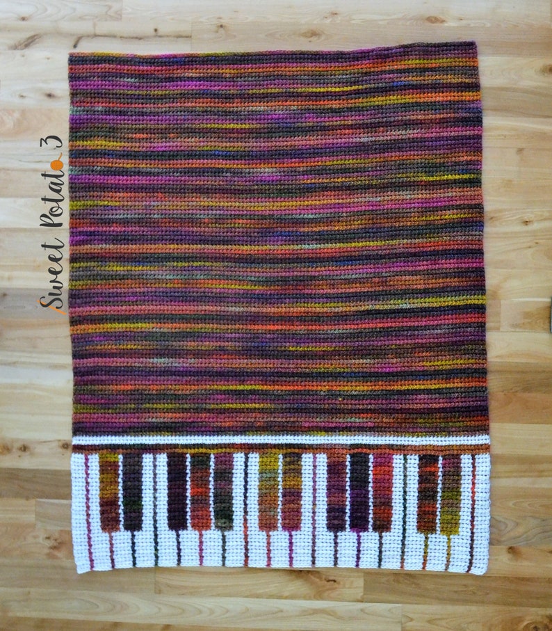 Piano Pizzazz Blanket Crochet Pattern, music lover, piano player gift idea, piano keys, crochet throw blanekt, concert, music teacher gift image 5