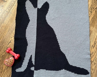 Ears Up Pup Blanket Häkelanleitung PDF - Intermediate Worsted Garn Überwurf Tiermuster, Deutscher Schäferhund Decke, Geschenk für Hundeliebhaber