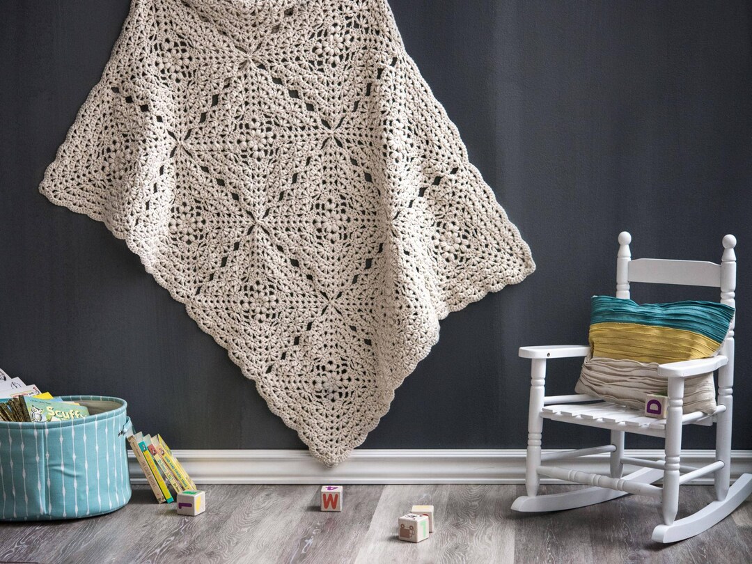 Flower Petal Baby Blanket Crochet Pattern, Throw Blanket, Afghan