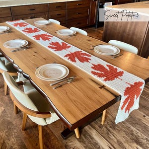 Herbst Blätter Tischläufer Häkelmuster, Ahorn Blätter, Herbst Dekor, Thanksgiving Herzstück, Wohnkultur, Farbwechsel, gemütlichen Charme