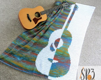 Grandioso Guitar Blanket - Crochet Pattern, Music Lover Gift, String Instrument Blanket, Music to my soul crochet, modern blanket