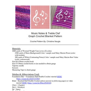 Music Note Crochet Blanket Pattern, throw blanket, graph crochet, gift for music lover, musician gift, modern blanket, singer gift, treble image 5