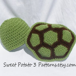 Turtle Shell & Hat Photo Prop Crochet Pattern, newborn photography, photo prop, turtle theme nursery, simple beanie, infant pictures image 3