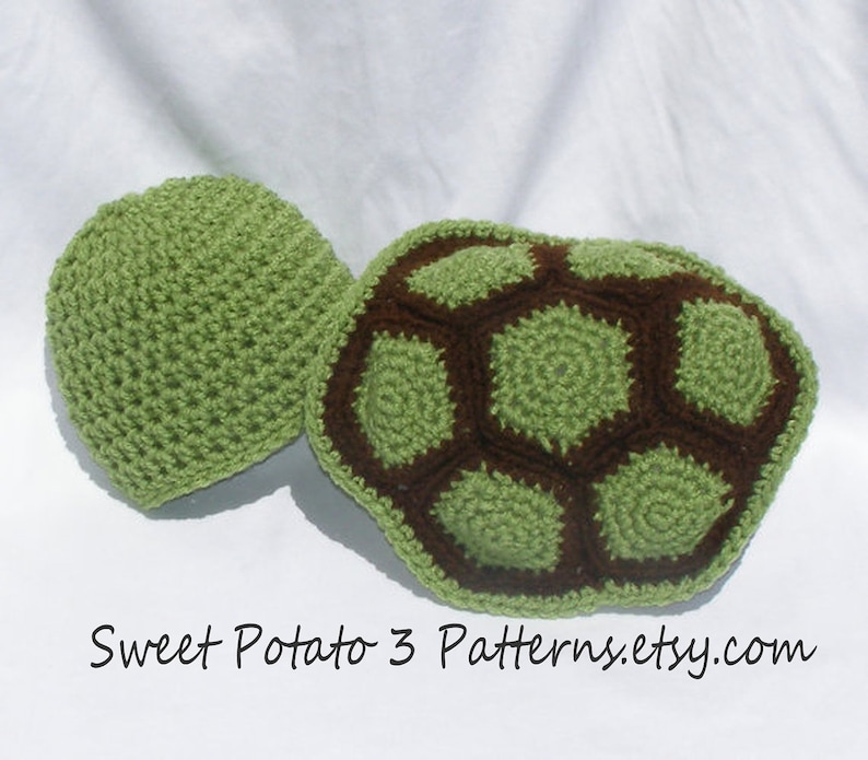 Turtle Shell & Hat Photo Prop Crochet Pattern, newborn photography, photo prop, turtle theme nursery, simple beanie, infant pictures image 3