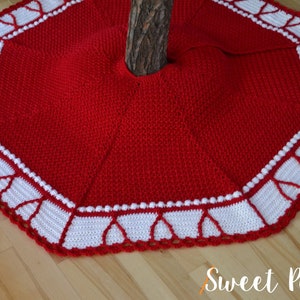 O' Christmas Tree Skirt Crochet Pattern, Holiday decor, fun christmas crochet project, holiday gift idea, christmas keepsake, tree decor image 2